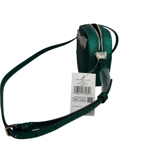 Kate Spade Glimmer Oval Small Camera Bag Festive Teal Glitter